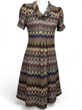 Jessica Howard Multicolor Floral Chevron Knit Dress